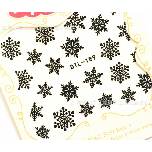 Nail Art Black Snowflake stickers DTL189