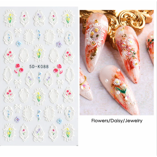 Nail Art FLORAL stickers 5D-K088 Nail Art FLORAL stickers 5D-K088