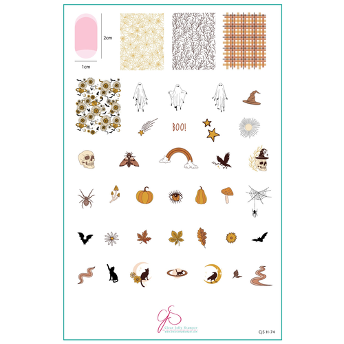 Clear Jelly Stamper Canada Boho Halloween (CjSH-74) Steel Nail Art Stamping Plate Clear Jelly Stamper Canada Boho Halloween (CjSH-74) Steel Nail Art Stamping Plate