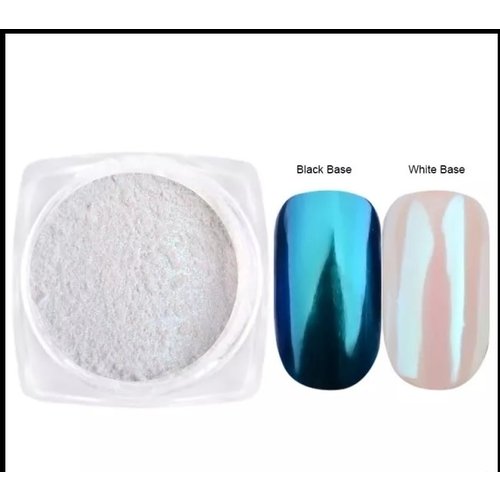 Nail Art Iridescent Chrome Powder Green Shimmer Nail Art Iridescent Chrome Powder Green Shimmer