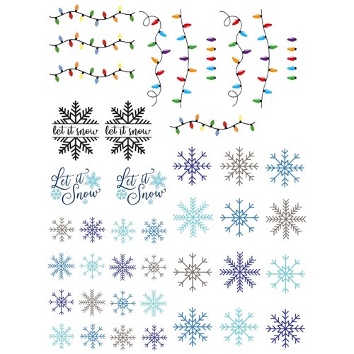 Nail Art Water Decal Snowflakes & Lights Nail Art Water Decal Snowflakes & Lights