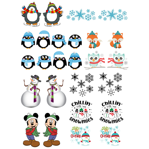 Nail Art Water Decal Winter Buddies