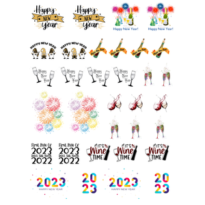 Nail Art Water Decal New Years 2023