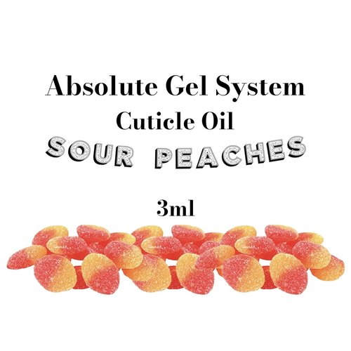 Absolute Gel System Absolute Sour Peaches Cuticle Oil- 3 ml Bottle Absolute Gel System Absolute Sour Peaches Cuticle Oil- 3 ml Bottle