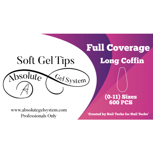 Absolute Gel System Absolute Long Coffin Soft Gel Full Coverage (600pk, 0-11)