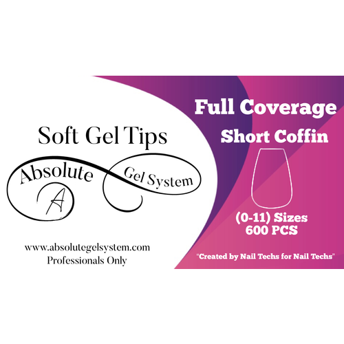 Absolute Gel System Absolute Short Coffin Soft Gel Full Coverage (600pk, 0-9) Absolute Gel System Absolute Short Coffin Soft Gel Full Coverage (600pk, 0-9)