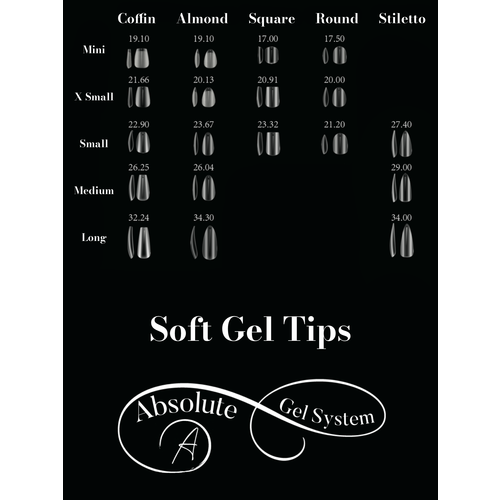 Absolute Gel System Absolute Mini Coffin Soft Gel Full Coverage (600pk, 0-11)