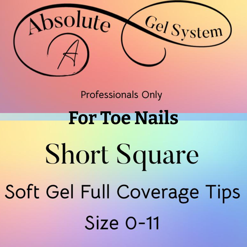 Absolute Gel System Absolute Short Square Toenail Soft Gel Full Coverage (500pk) Absolute Gel System Absolute Short Square Toenail Soft Gel Full Coverage (500pk)