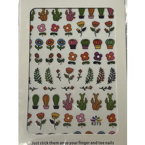 Nail Art Cactus and flower stickers R273