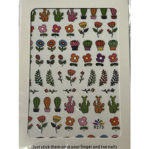 Nail Art Cactus and flower stickers R273