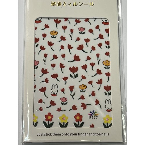 Nail Art Red Flowers stickers R277