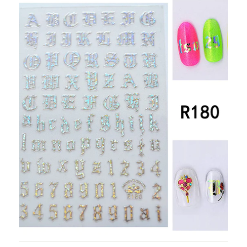 Nail Art Alphabet stickers holographic R180
