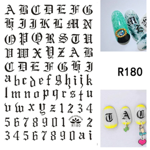 Nail Art Alphabet stickers black R180