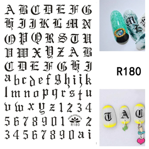 Nail Art Alphabet stickers black R180