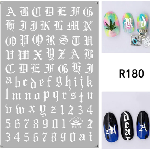Nail Art Alphabet Stickers white R180