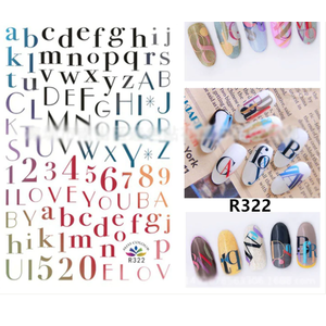 Nail Art Rainbow alphabet stickers R322
