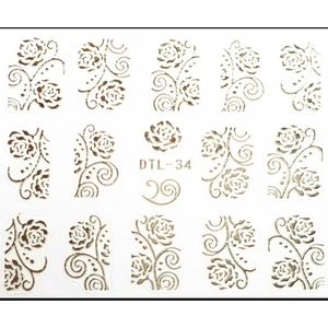 Nail Art Silver Rose Stickers DTL34
