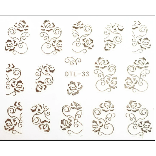 Nail Art Silver roses #2 Stickers DTL33