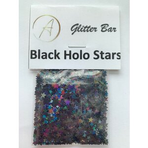 Nail Art Packaged Glitter Black Holo Stars
