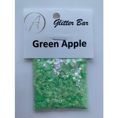 Nail Art Packaged Glitter Green Apple