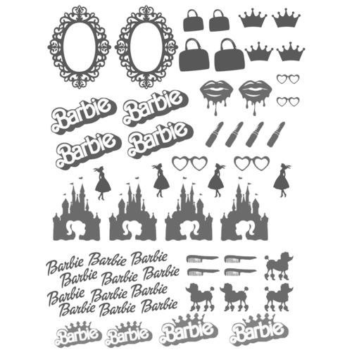 Nail Art Water Decal Barbie 2 (Gray)