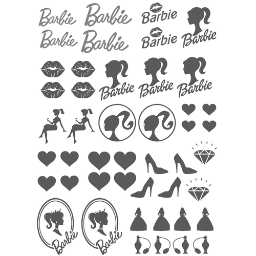 Nail Art Water Decal Barbie 1 (Gray)