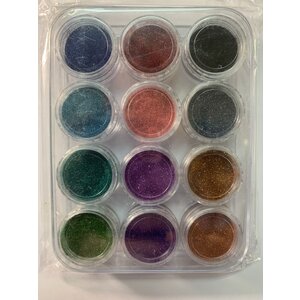 Nail Art Sparkle Multi Colour Pigment Powders 12pcs