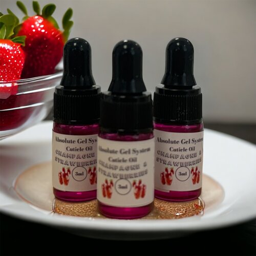 Absolute Gel System Champagne & Strawberries Cuticle Oil- 3 ml Bottle