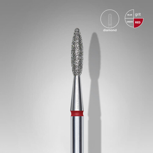 Staleks Diamond nail drill bit, “flame”, red, head diameter 2.1 mm/ working part 8 mm FA10R021/8
