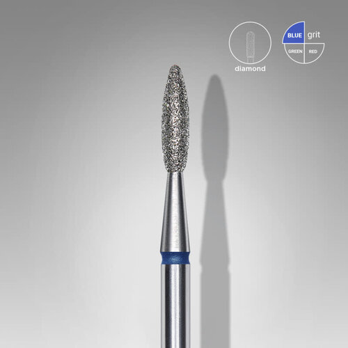 Staleks Diamond nail drill bit, “flame”, blue, head diameter 2.1 mm/ working part 8 mm FA10B021/8