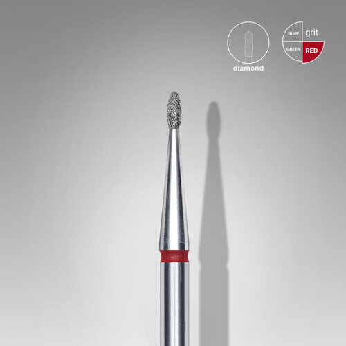 Staleks Diamond nail drill bit, rounded “bud” , red, head diameter 1.2 mm/ working part 3 mm FA50R012/3