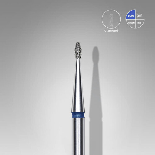 Staleks Diamond nail drill bit, rounded “bud” , blue, head diameter 1.2 mm/ working part 3 mm FA50B012/3