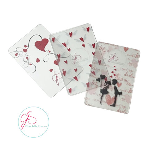 Clear Jelly Stamper Canada Credit Card Style Scraper- Valentine's Firm (3 pack)