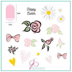 Clear Jelly Stamper Canada Steel Stamping Plate (8 x 8) Easter Egg Dainty Decals (CjSH-54)