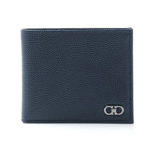 Men's Double Gancini Pebbled Leather Blue Wallet Men's Double Gancini Pebbled Leather Blue Wallet