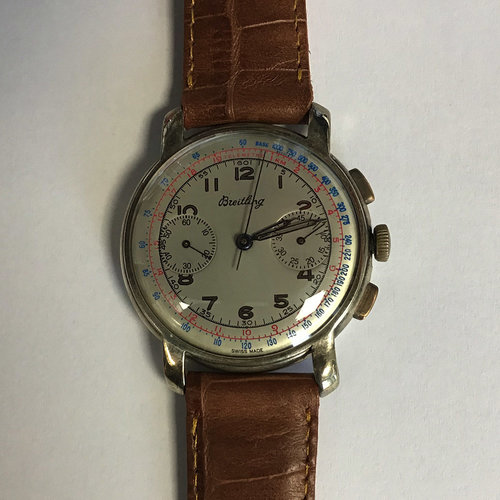 Breitling Tachometer with Brown Leather Strap Breitling Tachometer with Brown Leather Strap