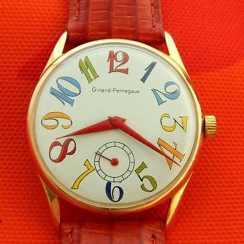 Girard-Perregaux Vintage Exaggerated Multicolored Numbers 35mm Gold Plated Case Girard-Perregaux Vintage Exaggerated Multicolored Numbers 35mm Gold Plated Case