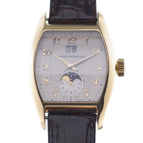Girard-Perregaux Richeville 2760 Watch with Moon Phase Indicator Leather Bracelet and 18k Yellow Gold Bezel Girard-Perregaux Richeville 2760 Watch with Moon Phase Indicator Leather Bracelet and 18k Yellow Gold Bezel
