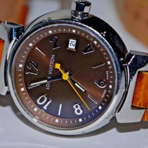 Louis Vuitton Tambour with Date & Leather Band Louis Vuitton Tambour with Date & Leather Band