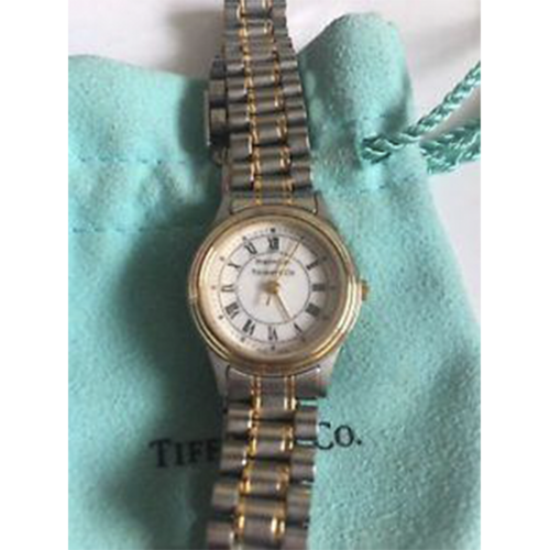 Tiffany & Co. Ladies Portfolio Stainless Steel Black Roman-Numeral White Dial Tiffany & Co. Ladies Portfolio Stainless Steel Black Roman-Numeral White Dial