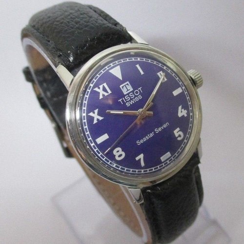 Tissot Vintage Seastar Seven Watch with Stunning Blue Dial and 32mm Case - Circa 1980 Tissot Vintage Seastar Seven Watch with Stunning Blue Dial and 32mm Case - Circa 1980