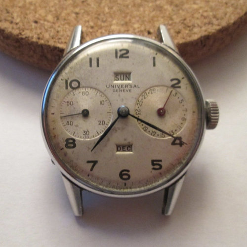 Universal Genève 1940's Triple Calendar Steel Watch Universal Genève 1940's Triple Calendar Steel Watch
