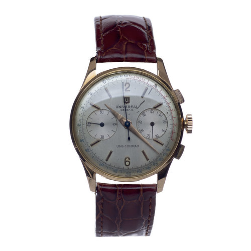 Universal Genève 1950’s Chronograph 42411 Uni-Compax Silver Dial Plated Gold Universal Genève 1950’s Chronograph 42411 Uni-Compax Silver Dial Plated Gold