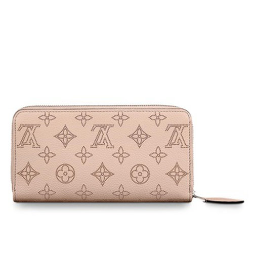 Louis Vuitton Zippy Wallet Magnolia Mahina Calf Leather with Refined Monograph Perforations Louis Vuitton Zippy Wallet Magnolia Mahina Calf Leather with Refined Monograph Perforations