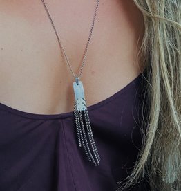 BP Distressed Sterling Silver Rectangle Necklace