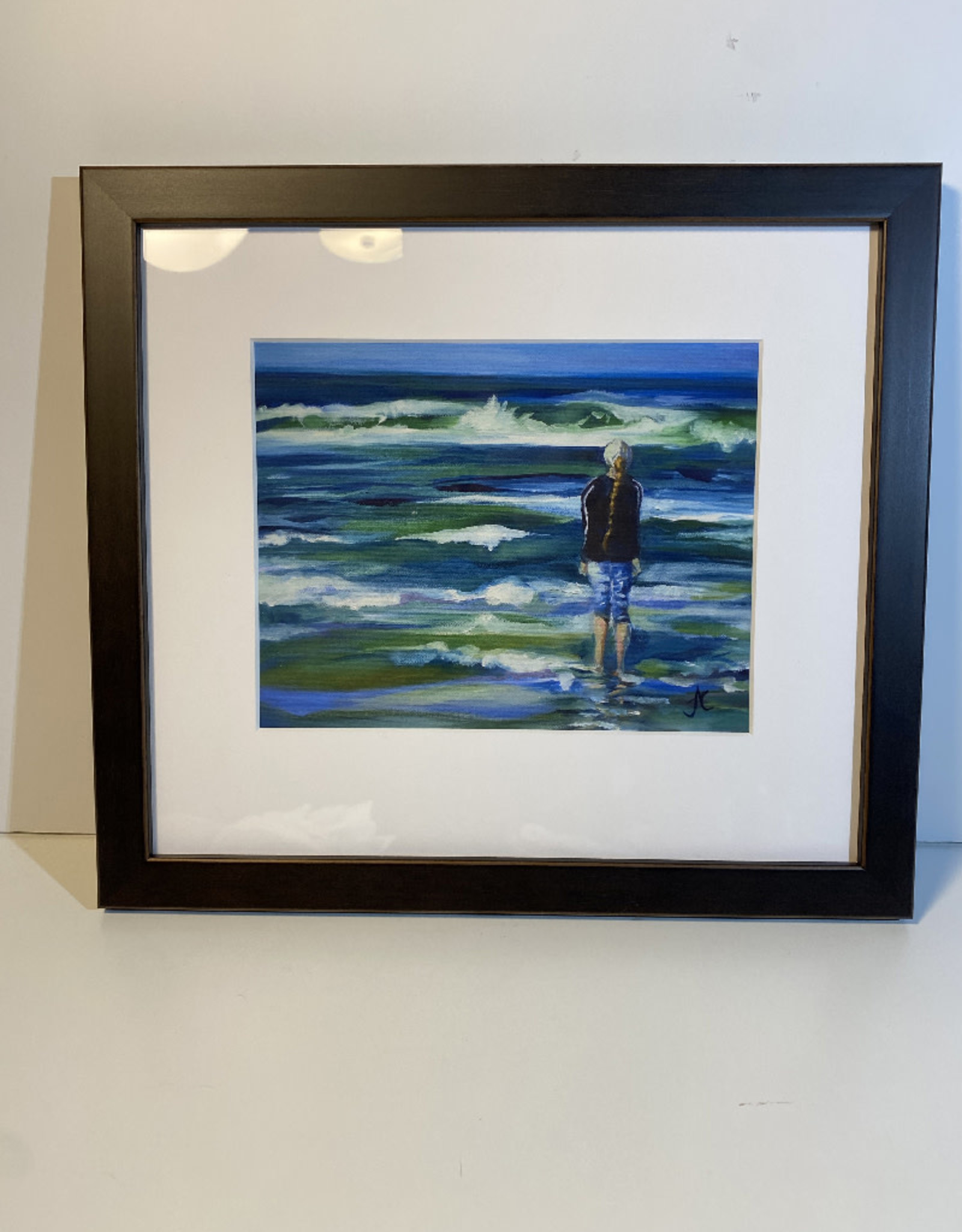 Jennifer Cook-Chrysos Chrysos Designs Artwork, archival print, "Girl at Sea", 6.5 x 8, matted, art frame