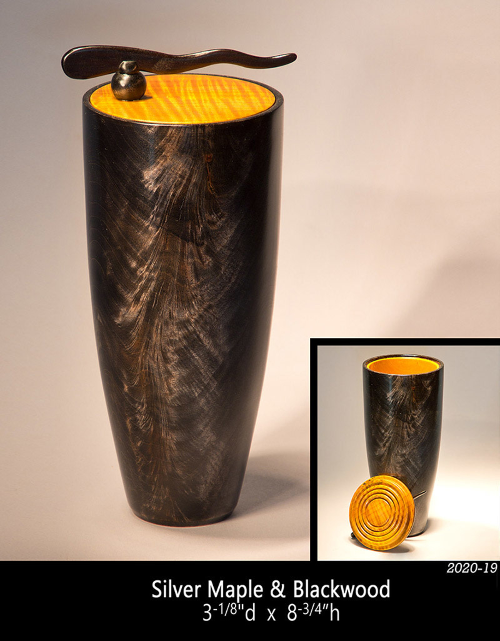 2020-19 Silver Maple & Blackwood Vase (lidded) Jeff Strickler