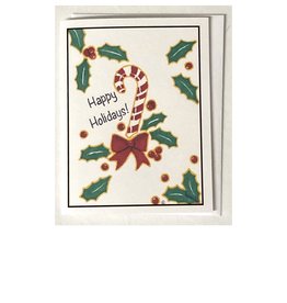 Kelly Casperson Happy Holidays Candy Cane notecard