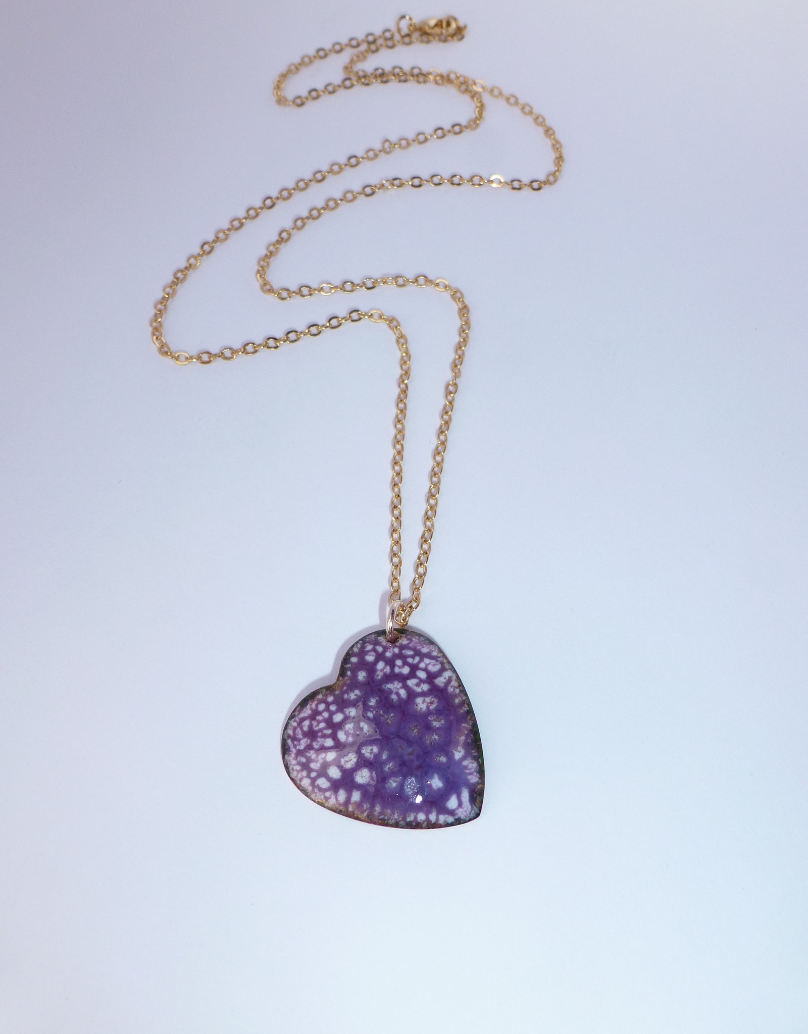 Anne Johnson AJE - Enameled Heart Pendant (large purple)