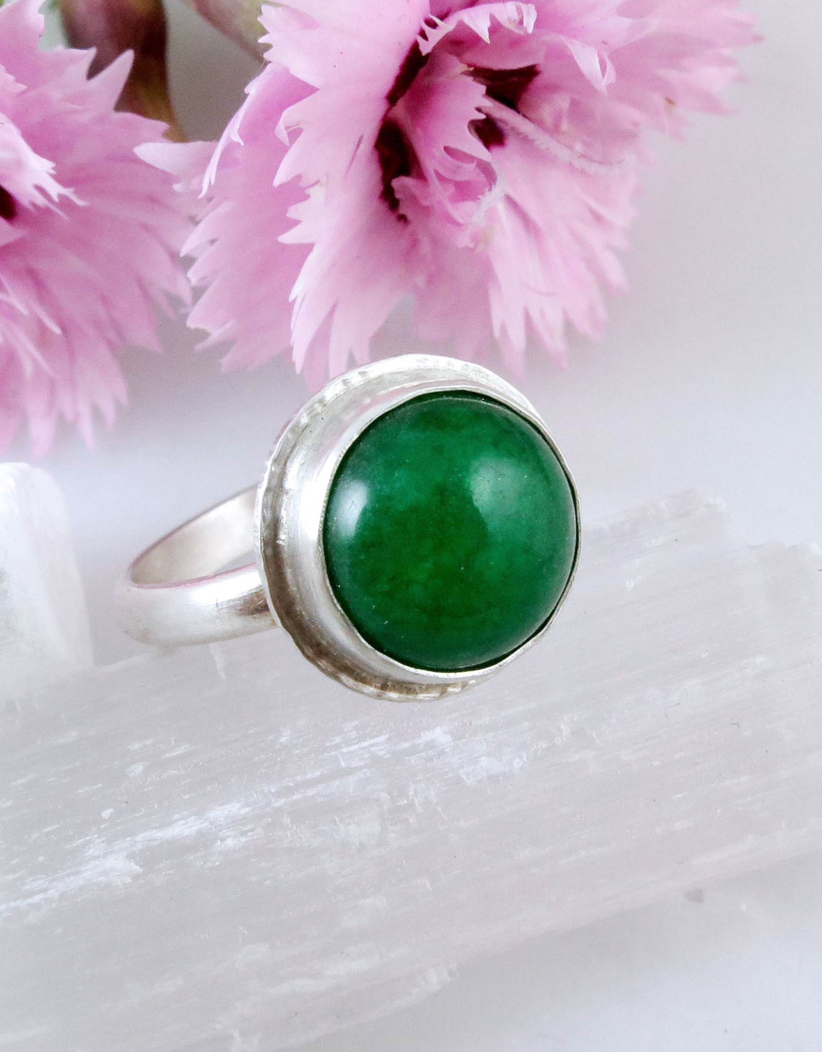 Catherine Chandler Jade and Sterling Silver Ring Size 5 - CCJ